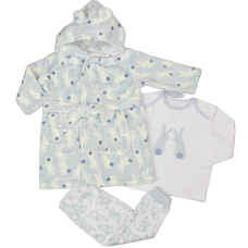 G33032: Baby Blue Bunny's Plush Dressing Gown & Pyjama Set (12-24 Months)